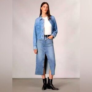 RAG & BONE Clara High Rise Denim Midi Skirt Sz 31 / 10 | 5-Pocket Classic